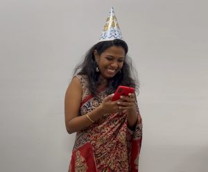 Keerthi with Phone